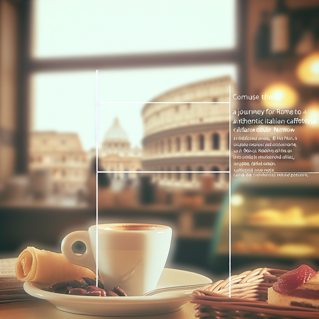 A cup of coffee with a pastry on a table in an Italian café environment.
