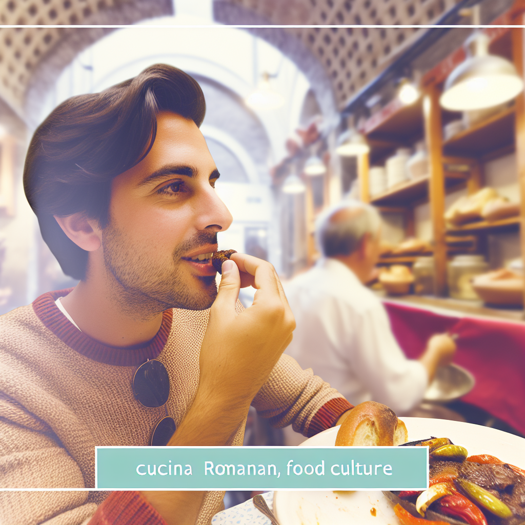 A man enjoying a bite of food while seated at a table in a restaurant with Italian cuisine.