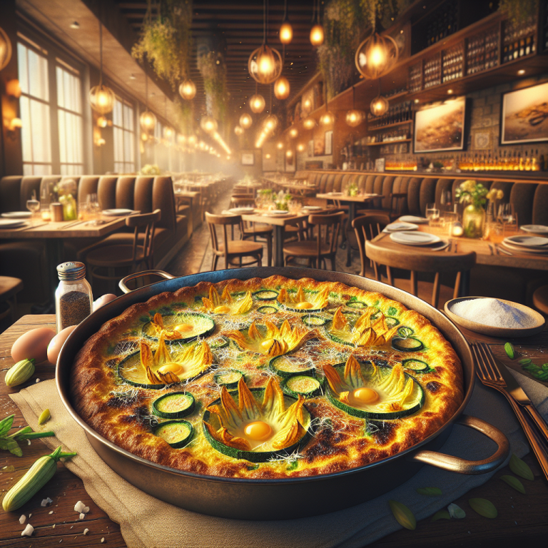 Delicious Frittata made with fresh zucchini flowers, showcasing a golden and fluffy texture.