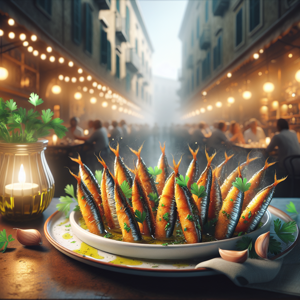 Air Fryer Stuffed Anchovies served on a plate with garnish.