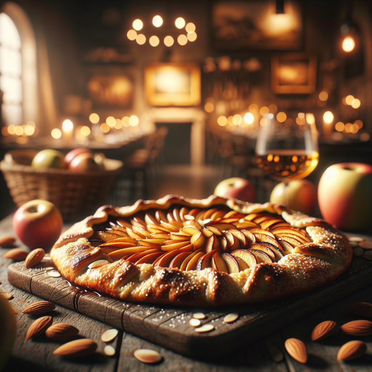 A delicious Apple Galette fresh out of the oven, showcasing caramelized apples and a flaky crust.