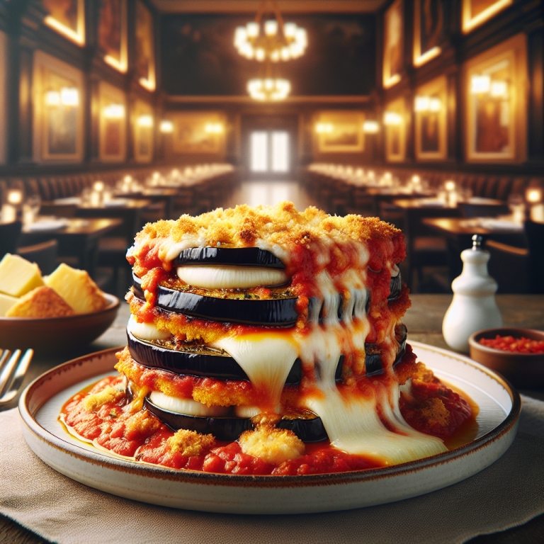 Delicious Melanzane alla Pizzaiola served with layers of cheese and a crispy breadcrumb topping.