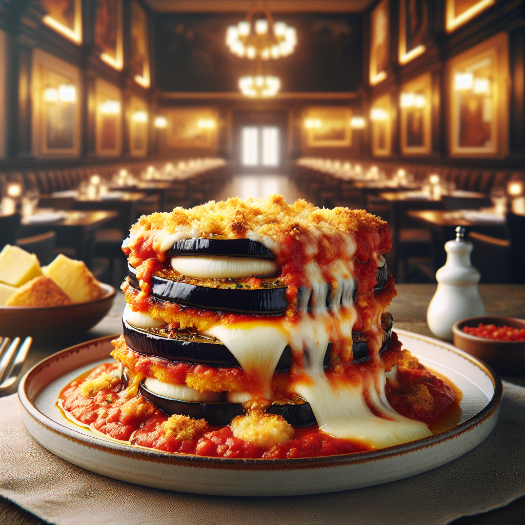 Delicious Melanzane alla Pizzaiola served with layers of cheese and a crispy breadcrumb topping.