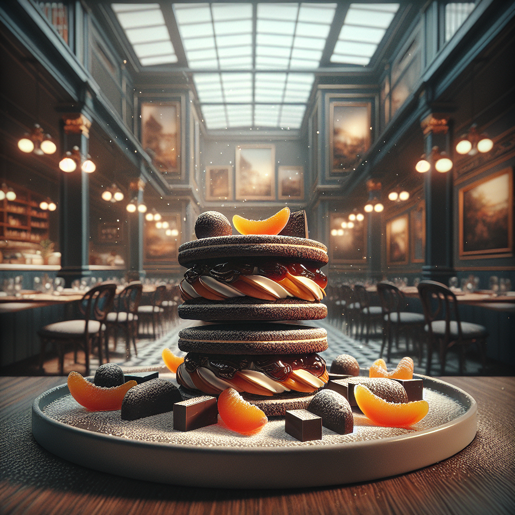 Delicious Pavesini Sacher dessert, featuring chocolate and apricot, served on a platter.