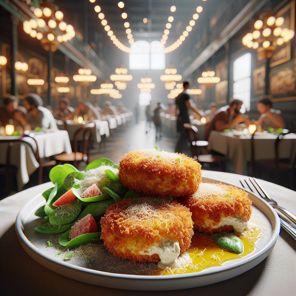 Plated Ricotta Cutlets served with a fresh salad, showcasing a crispy exterior and a soft cheese filling.