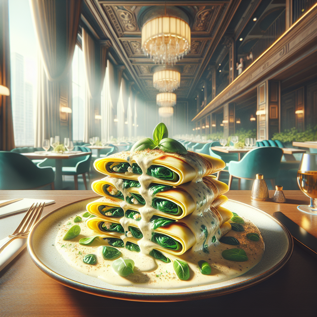 Delicious gluten-free crespelle filled with ricotta and spinach, served with creamy béchamel.