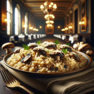 Delicious plate of Porcini Mushroom Risotto prepared with Bimby®.