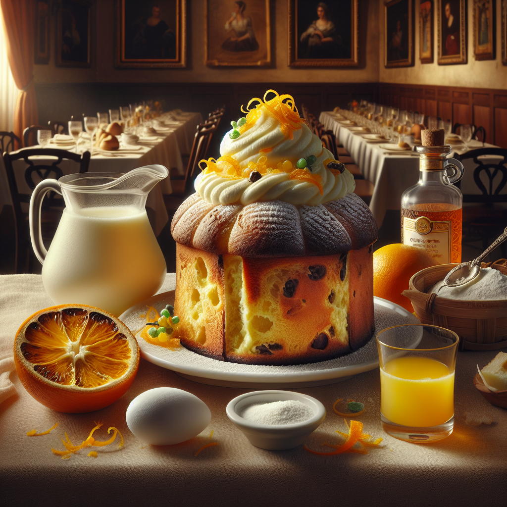 A rich and velvety cream served with panettone, garnished with citrus zest.
