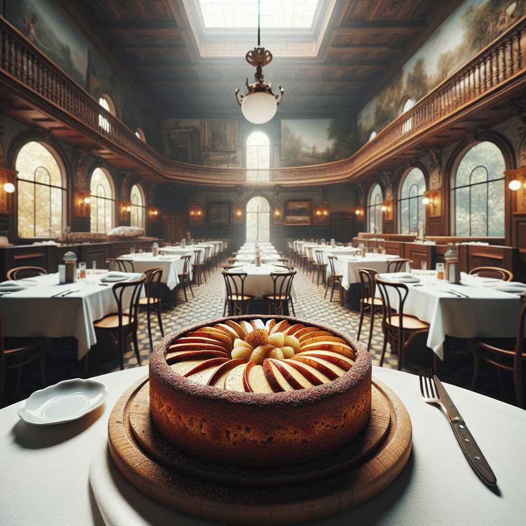 A freshly baked gluten-free apple cake, garnished with cinnamon.