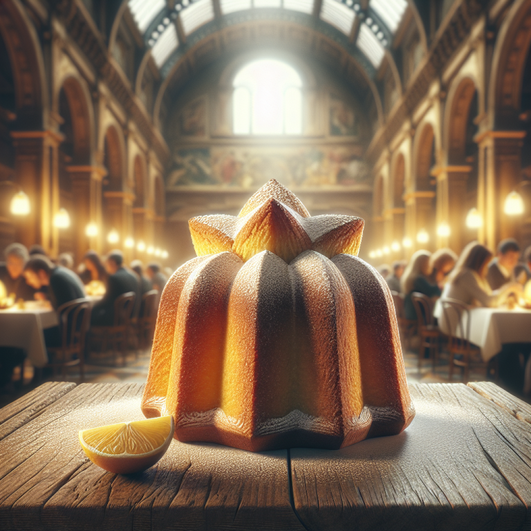 Delicious Pandoro cake dusted with powdered sugar, made using Bimby®.