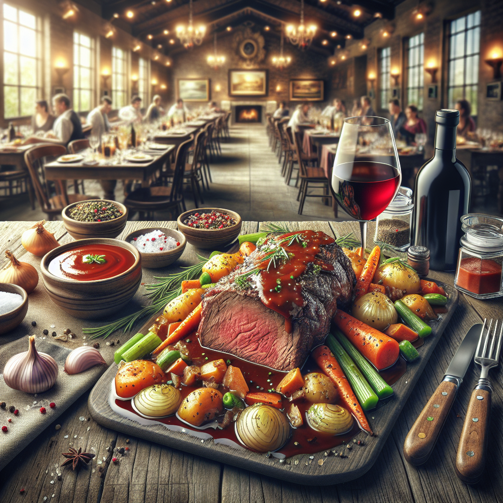 Delicious Salsa per Arrosto served with roast beef on a rustic table.