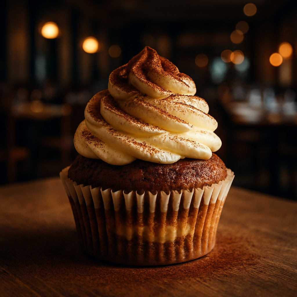 Cupcake Tiramisu showcasing layers of coffee-flavored cake and mascarpone cream.