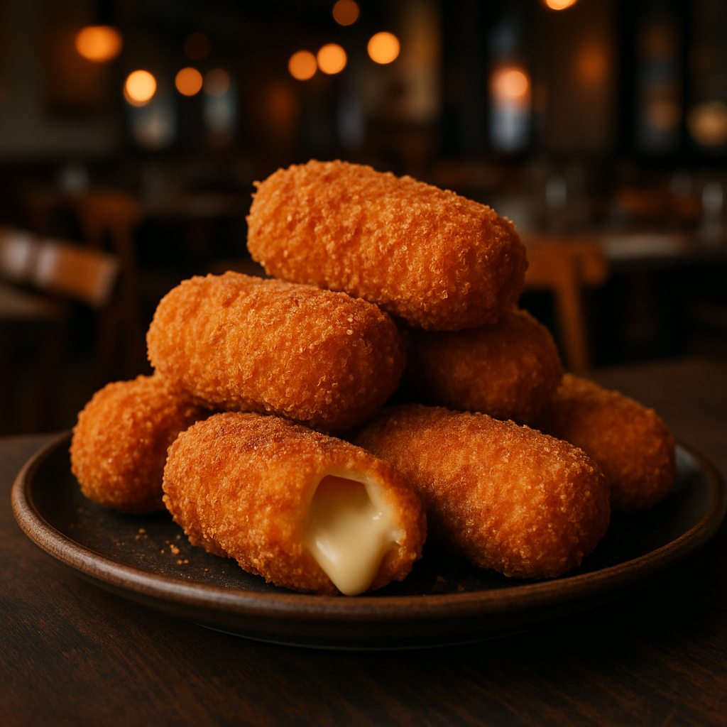 Crispy air fryer potato croquettes with a cheesy center.