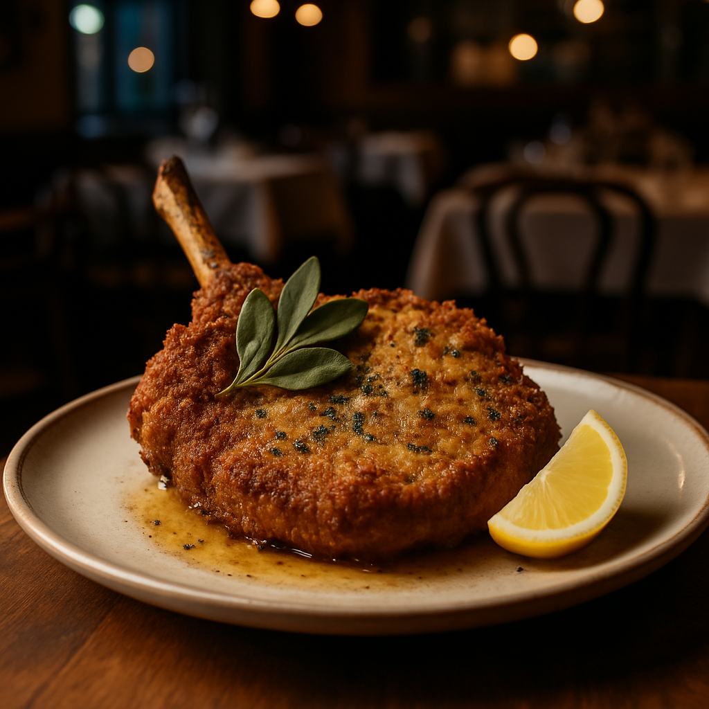 Aromatic Veal Cutlet Milanese Style served on a plate.