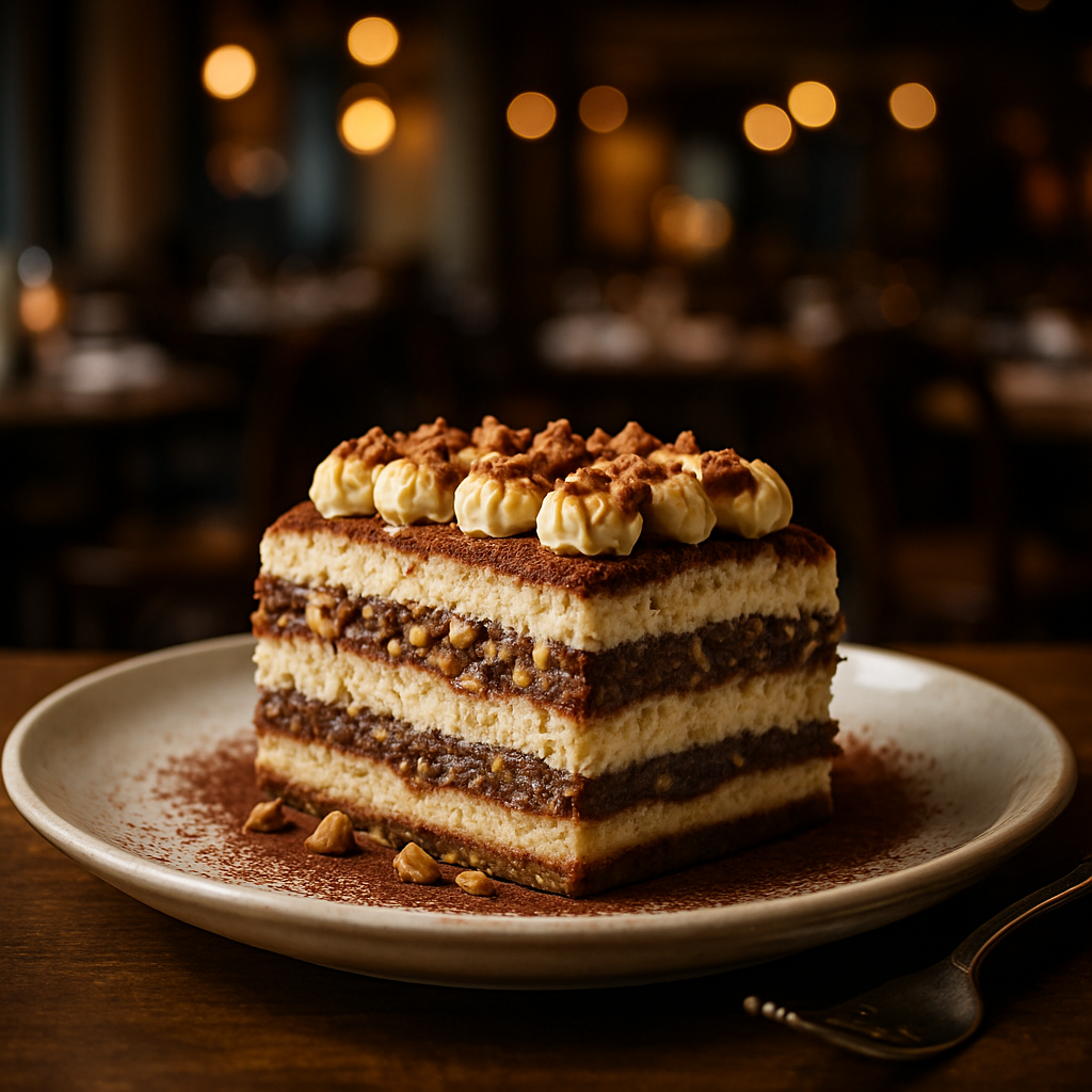 A luscious slice of hazelnut tiramisu with Pavesini.