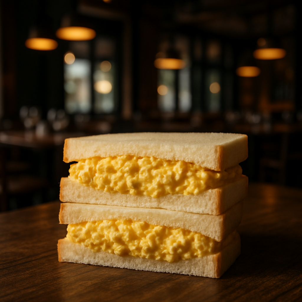 Japanese Tamago Sandwich with creamy egg filling.