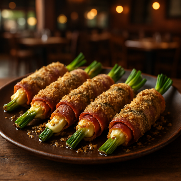 Involtini di Cipollotti on a serving plate.