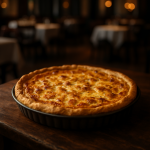 A freshly baked Quiche alle Cipolle with golden crust and savory filling.