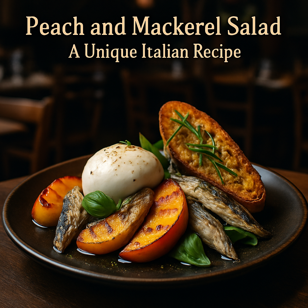 A vibrant Italian peach and mackerel salad with burrata and rosemary toast.