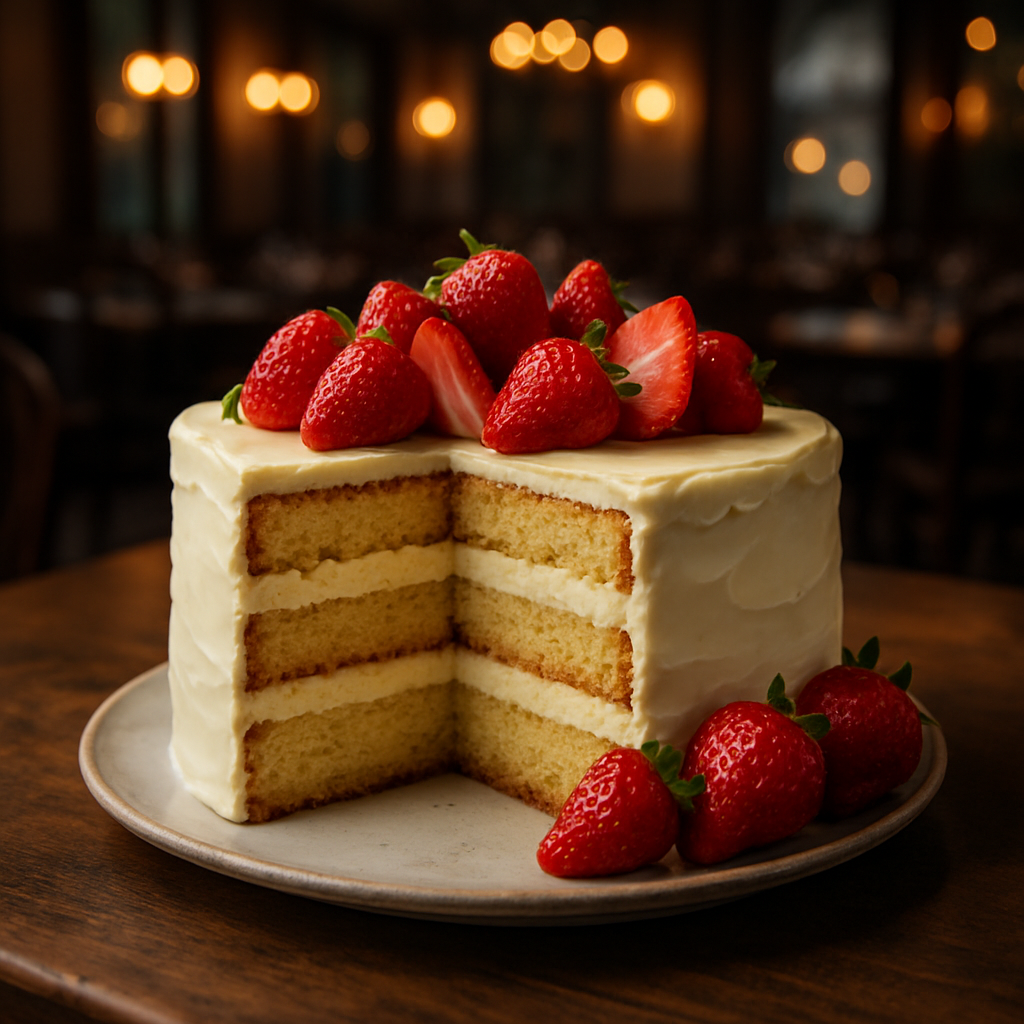 A beautifully layered Strawberry and White Chocolate Cake.
