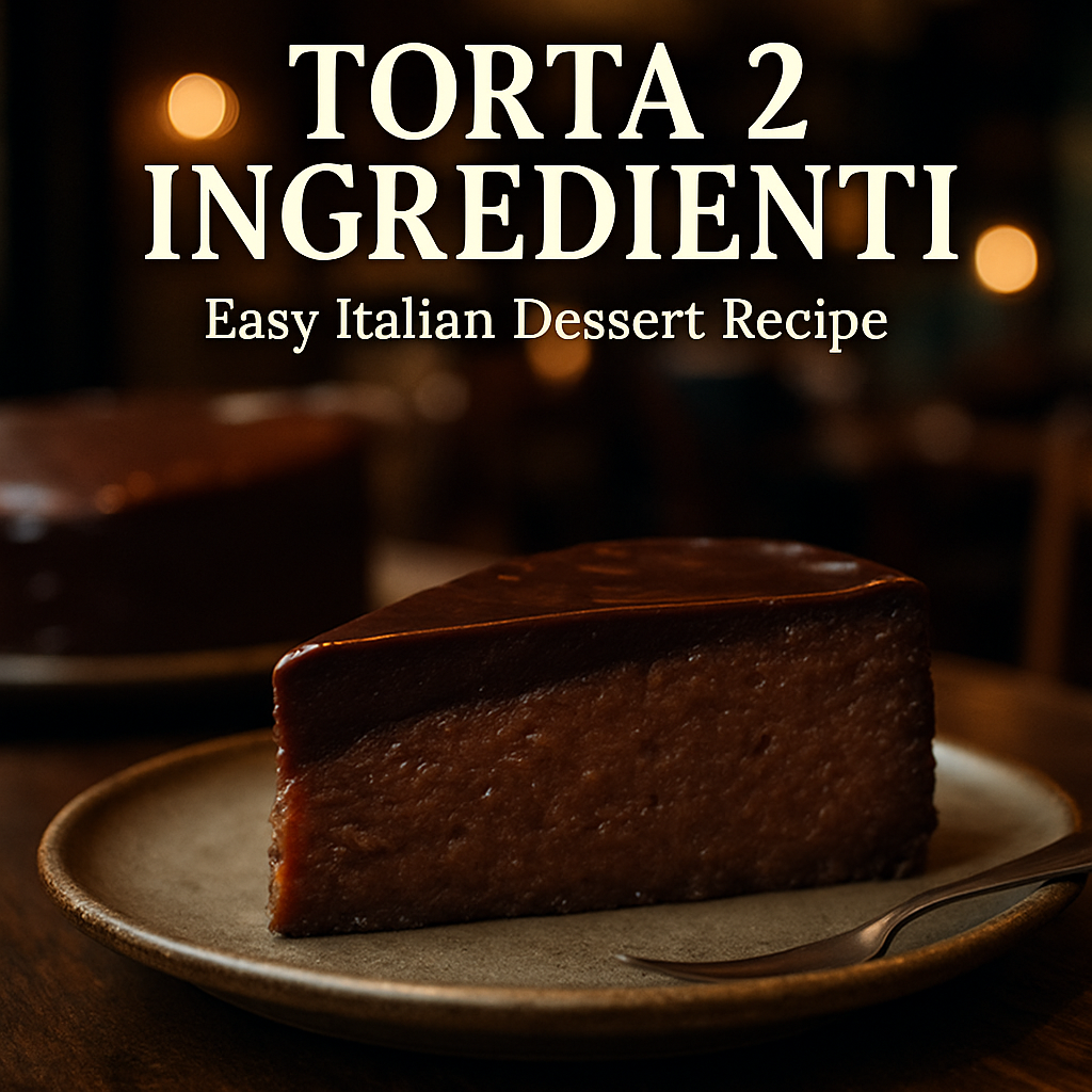 A slice of Torta 2 Ingredienti, an easy Italian dessert with chocolate and apples.