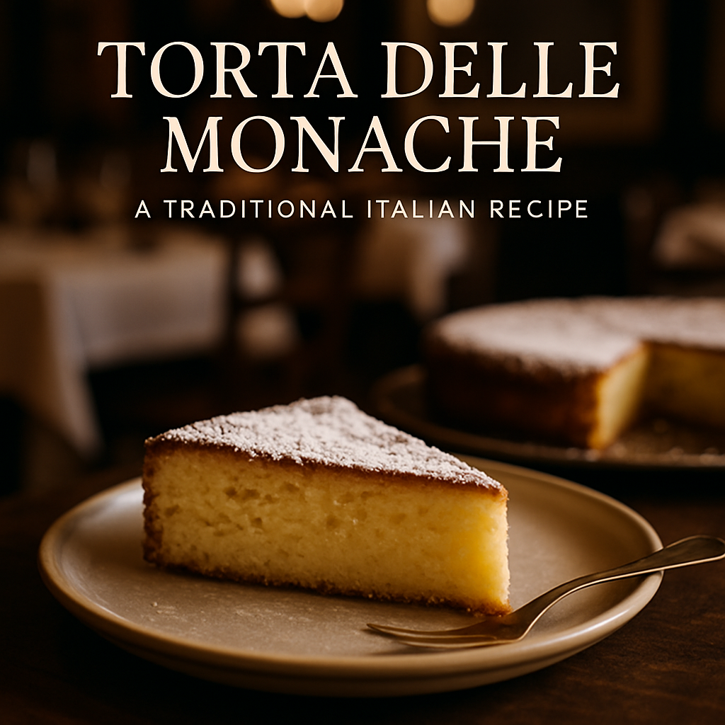 A slice of Torta delle Monache on a plate, showcasing its creamy texture.
