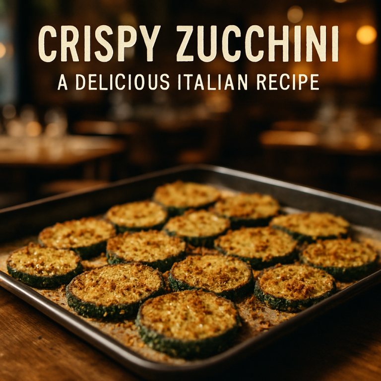 Golden, crispy zucchini slices on a baking tray.