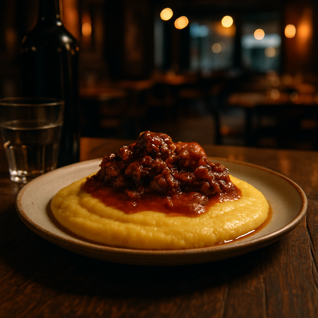 Polenta e Bruscitt al Sugo, a hearty Italian dish with polenta and beef.