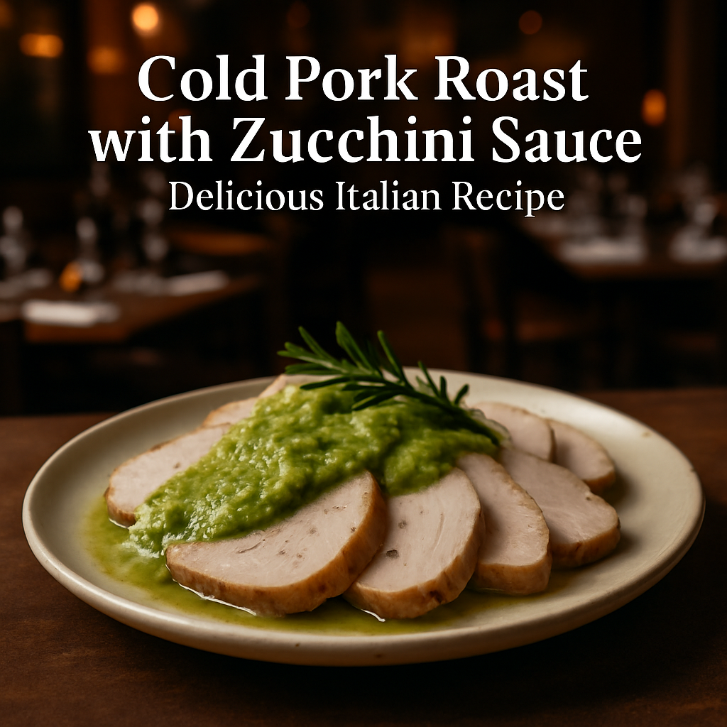 Cold pork roast with zucchini sauce, a refreshing Italian dish.