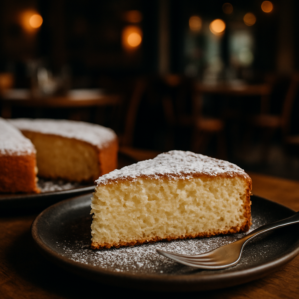 A slice of Torta 5 Minuti allo Yogurt Greco on a plate.