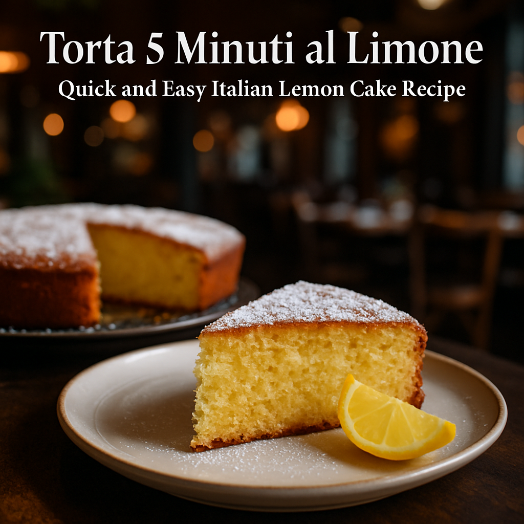 A slice of Torta 5 Minuti al Limone on a plate.
