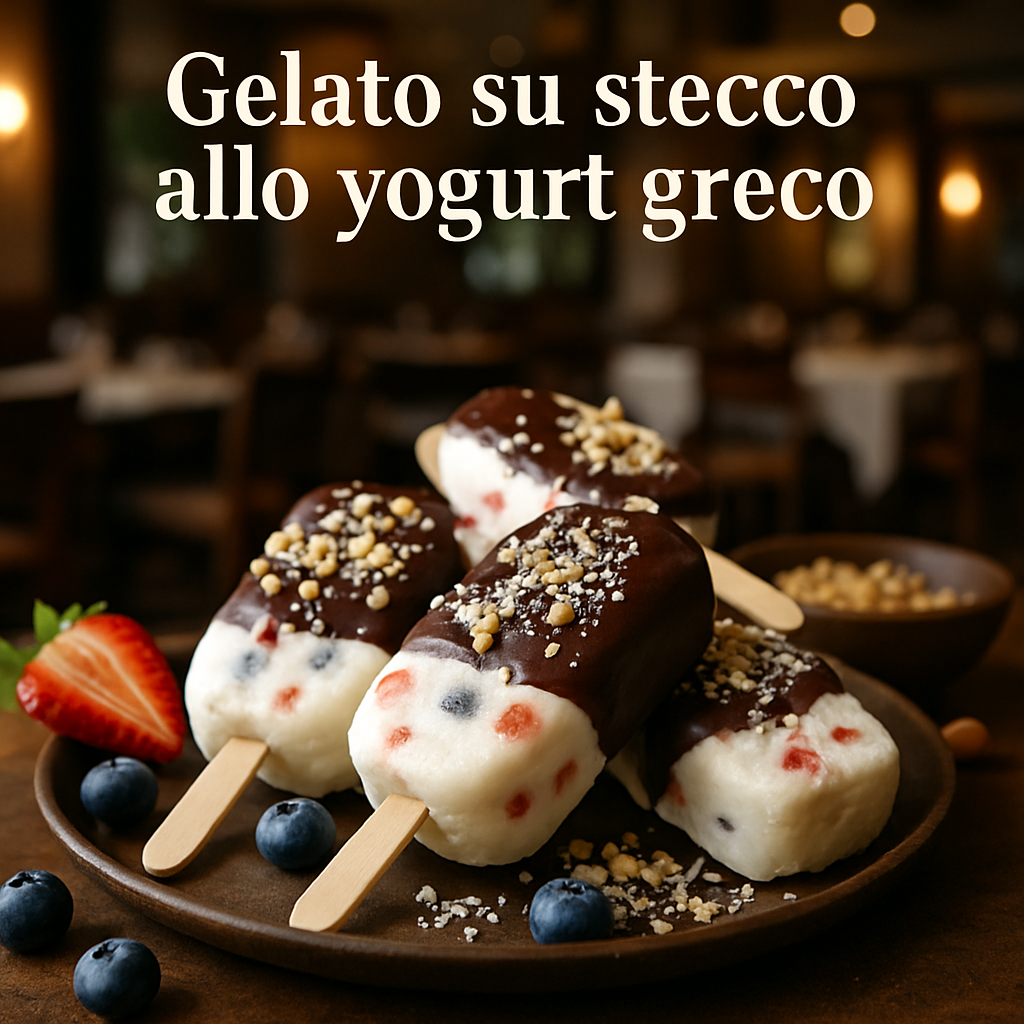 Homemade Greek Yogurt Ice Cream Bars with fresh fruits and nuts.