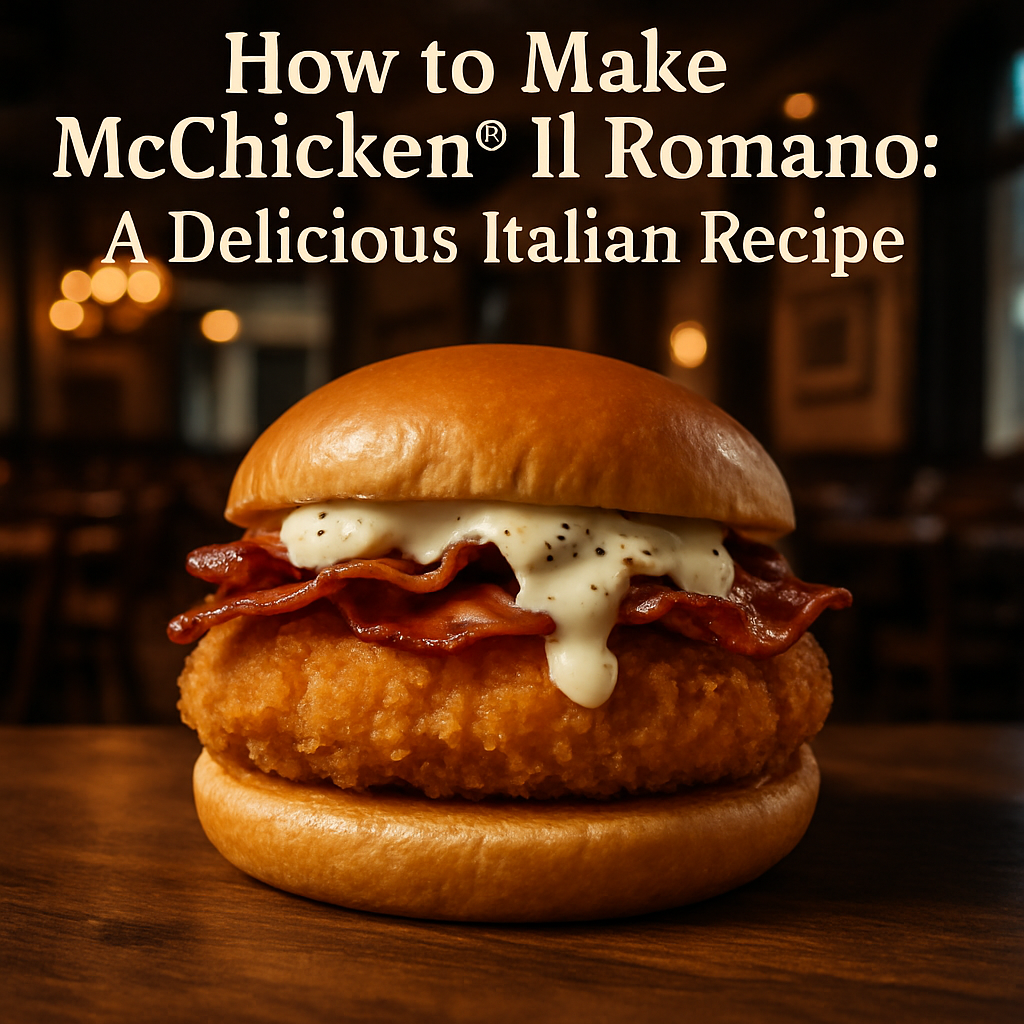A homemade McChicken® Il Romano with crispy bacon and Pecorino sauce.