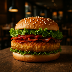 McChicken Il Mediterraneo with pesto sauce, bacon, and Batavia lettuce.