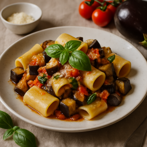 Paccheri,Melanzane,Ricetta Italiana