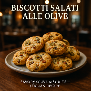 Savory olive biscuits served on a plate.