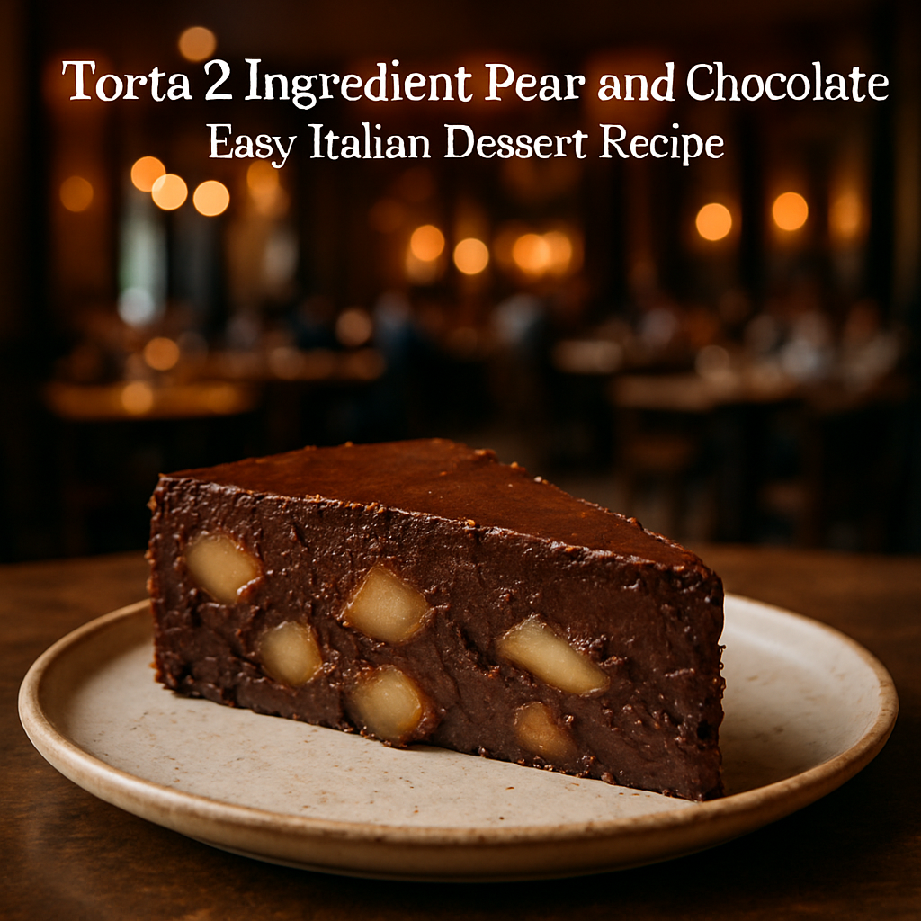 2-ingredient pear and chocolate cake on a plate.